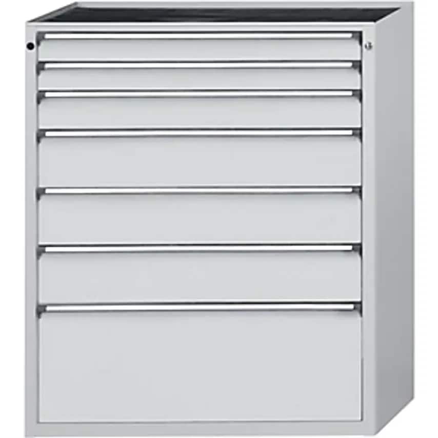 Drawer Cupboard, WxD 1060 X 675mm, 7 Drawers, Height 1280mm, Front In Light Grey