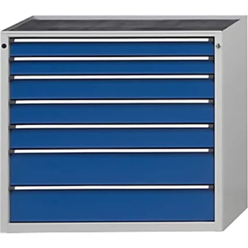 Drawer Cupboard, WxD 1060 X 675mm, 7 Drawers, Height 980mm, Front In Gentian Blue