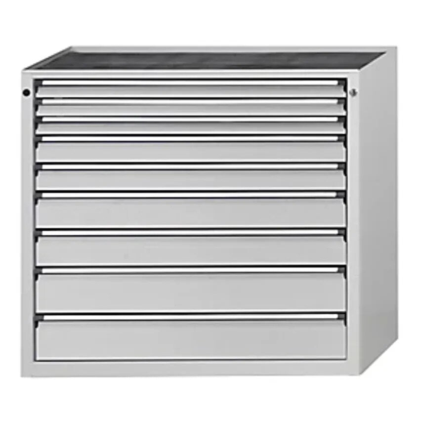 Drawer Cupboard, WxD 1060 X 675mm, 9 Drawers, Height 980mm, Front In Light Grey