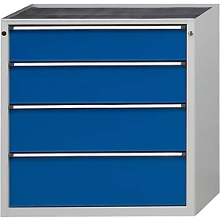 Drawer Cupboard, WxD 760 X 675mm, 4 Drawers, Height 980mm, Front In Gentian Blue