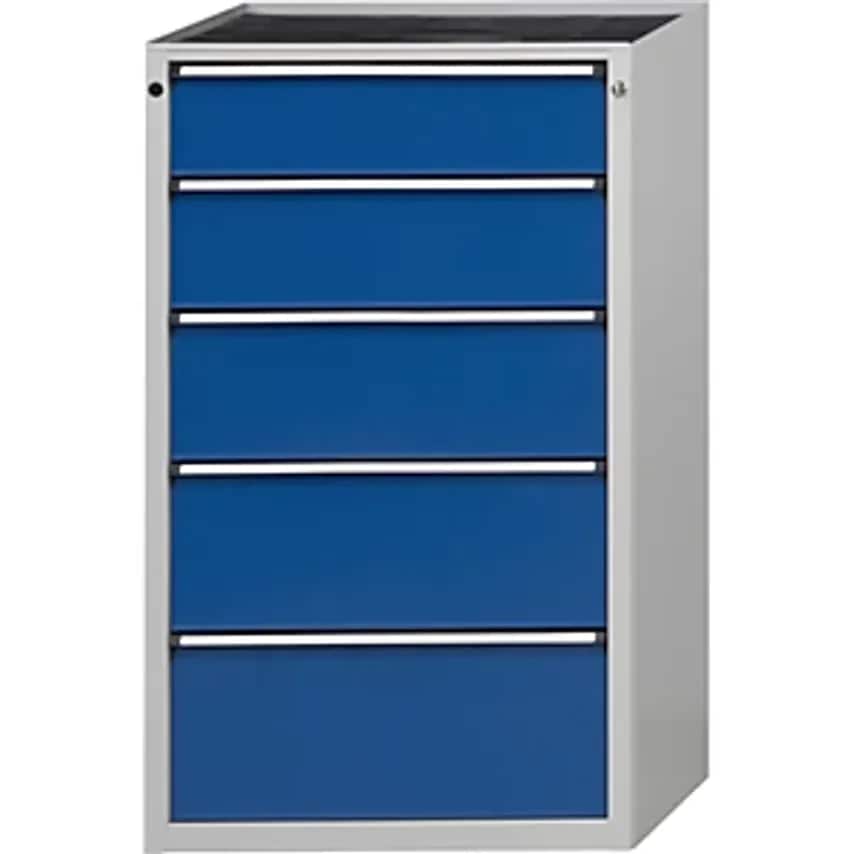 Drawer Cupboard, WxD 760 X 675mm, 5 Drawers, Height 1280mm, Front In Gentian Blue