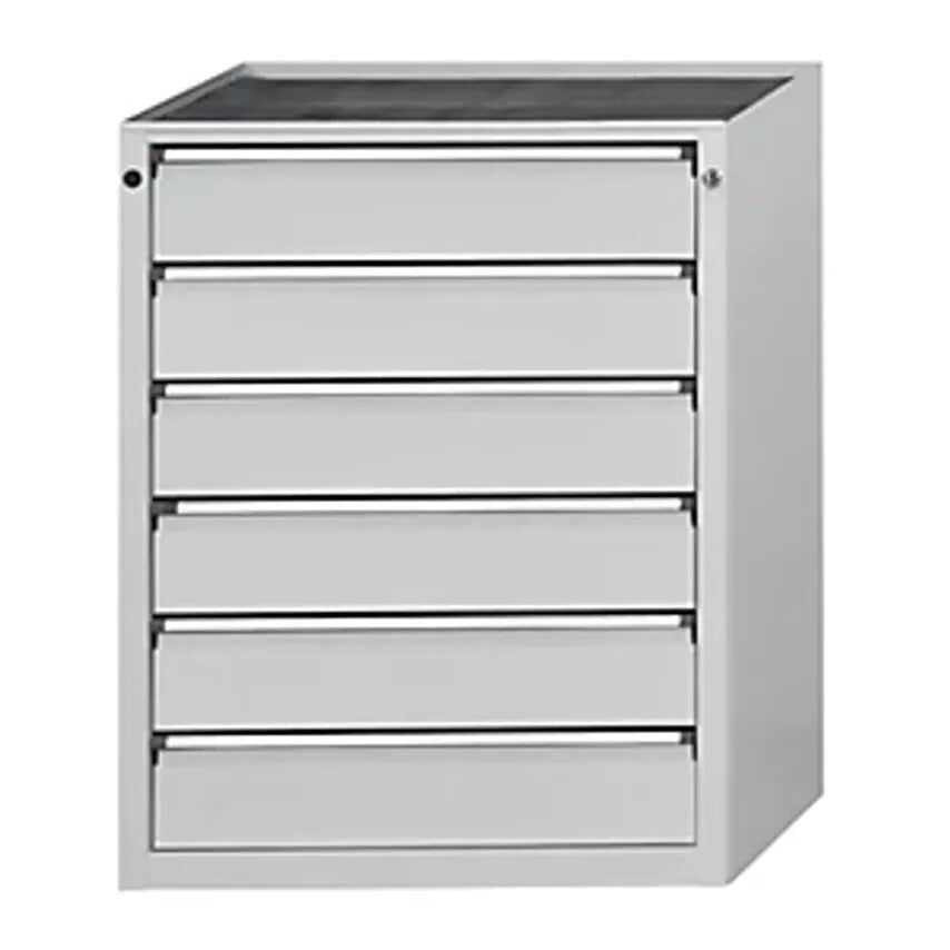 Drawer Cupboard, WxD 760 X 675mm, 6 Drawers, Height 980mm, Front In Light Grey