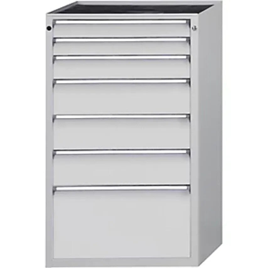 Drawer Cupboard, WxD 760 X 675mm, 7 Drawers, Height 1280mm, Front In Light Grey
