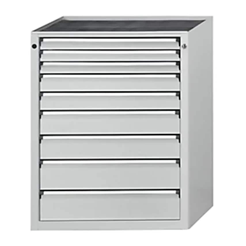 Drawer Cupboard, WxD 760 X 675mm, 9 Drawers, Height 1280mm, Front In Light Grey