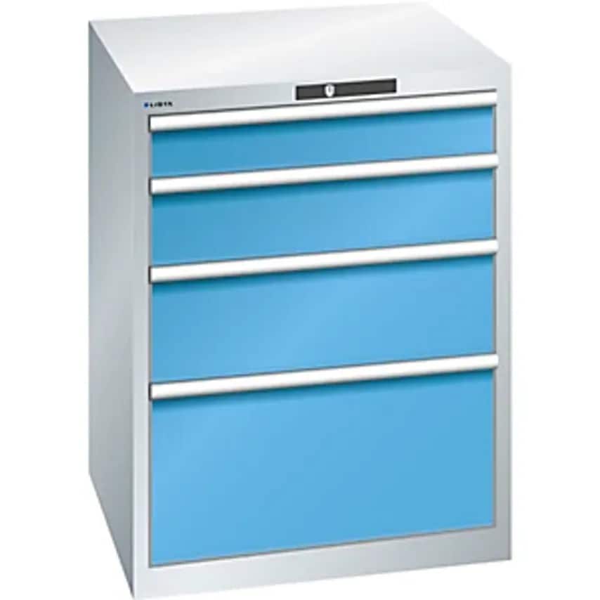 Drawer Cupboard - 4 Drawers - Light Grey/Light Blue, Max. Drawer Load 200 Kg