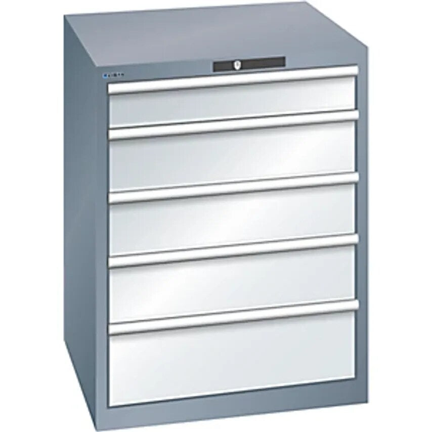 Drawer Cupboard - 5 Drawers - Grey Metallic/Light Grey, Max. Drawer Load 75 Kg