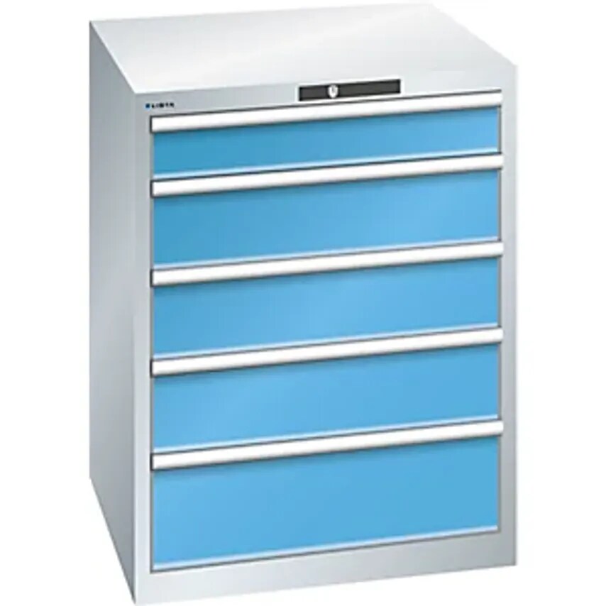 Drawer Cupboard - 5 Drawers - Light Grey/Light Blue, Max. Drawer Load 75 Kg
