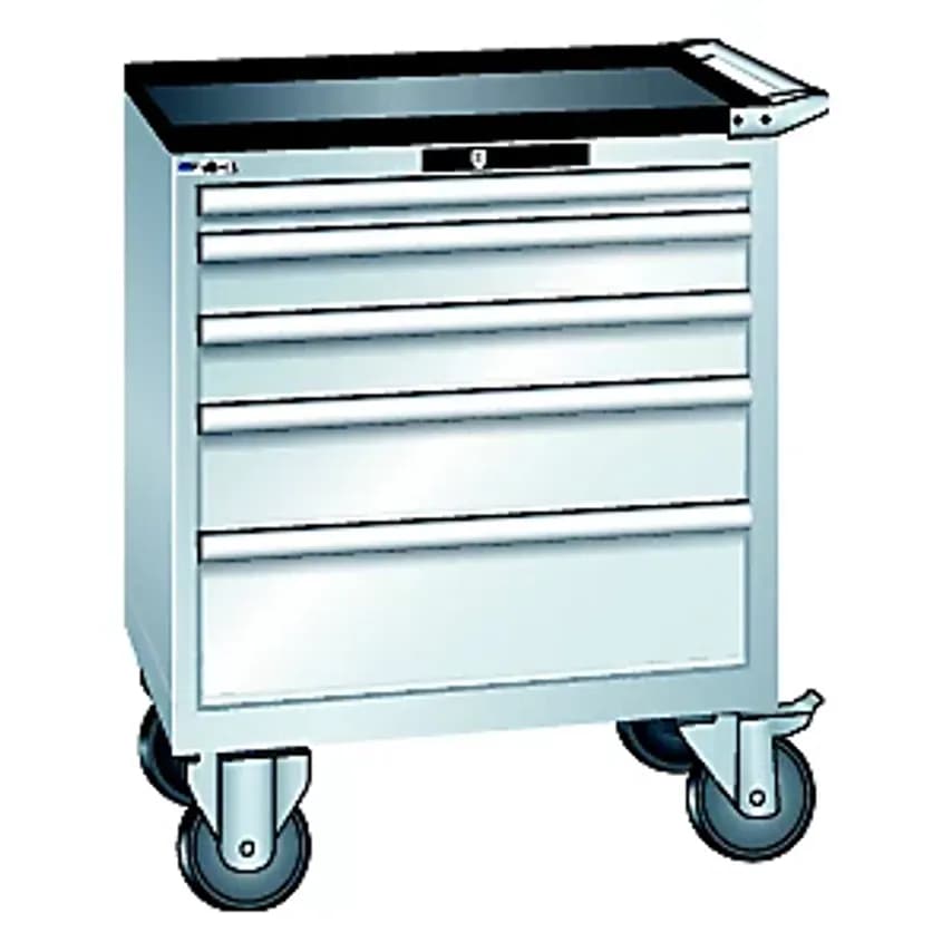 Drawer Cupboard - Mobile - WxDxH 717 X 572 X 962mm, Drawers 1 X 50/2 X 100/1 X 150/1 X 200mm, Light Grey