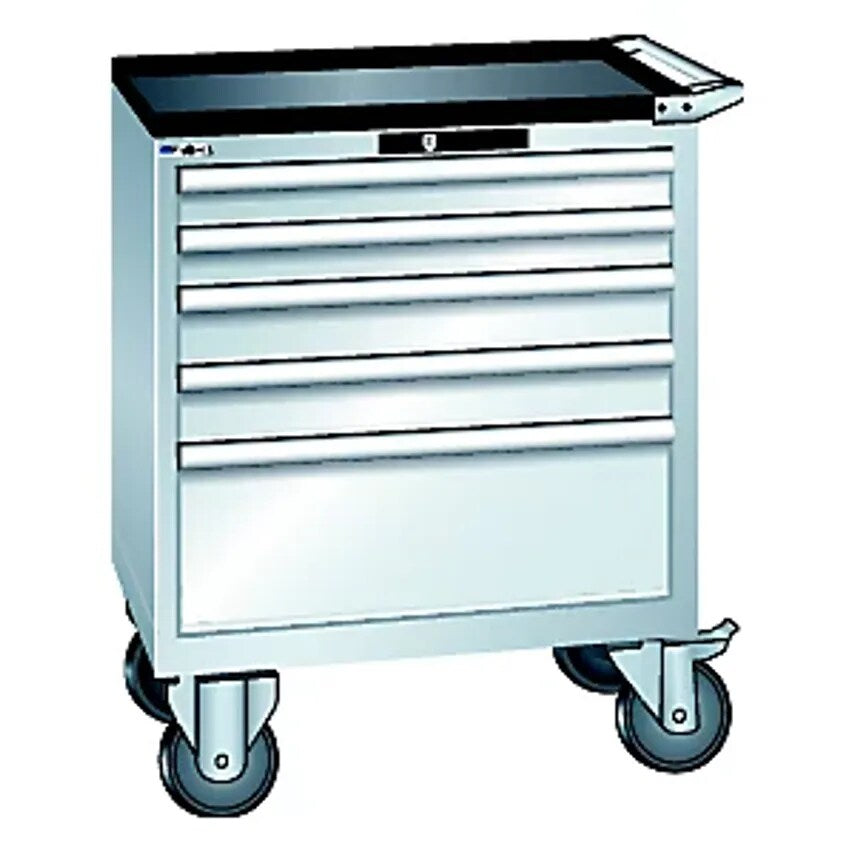 Drawer Cupboard - Mobile - WxDxH 717 X 572 X 962mm, Drawers 2 X 75/2 X 100/1 X 250mm, Light Grey