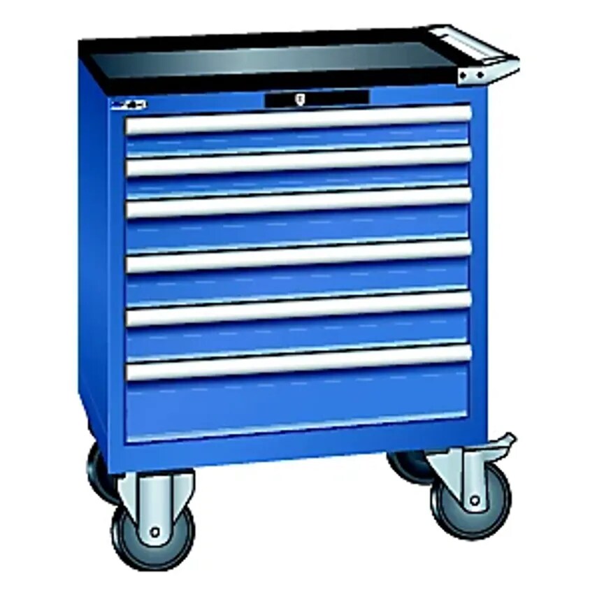 Drawer Cupboard - Mobile - WxDxH 717 X 572 X 962mm, Drawers 2 X 75/3 X 100/1 X 150mm, Gentian Blue