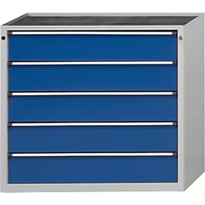 Drawer Cupboard - WxD 1060 X 675mm - 5 Drawers, Height 980mm, Front In Gentian Blue