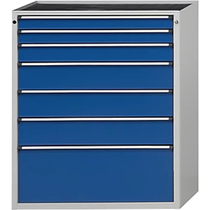 Drawer Cupboard - WxD 1060 X 675mm - 7 Drawers, Height 1280mm, Front In Gentian Blue