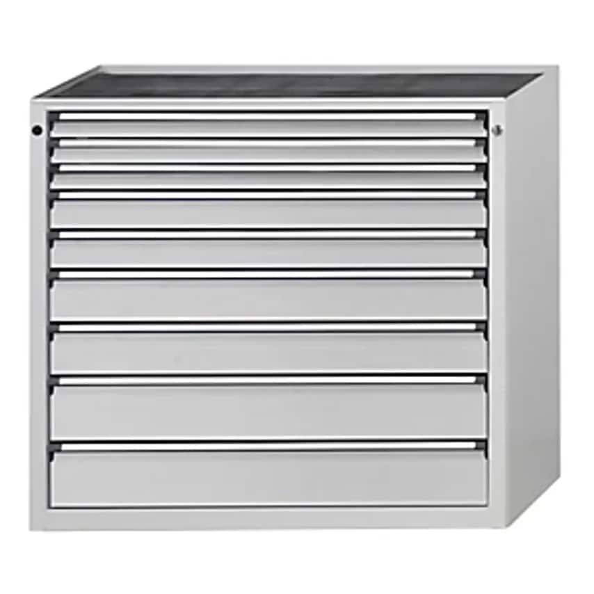 Drawer Cupboard - WxD 1060 X 675mm - 9 Drawers, Height 1280mm, Front In Light Grey
