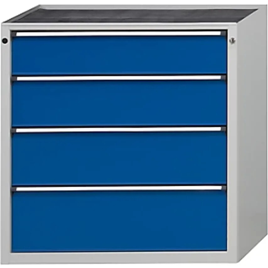 Drawer Cupboard - WxD 760 X 675mm - 4 Drawers, Height 980mm, Front In Gentian Blue
