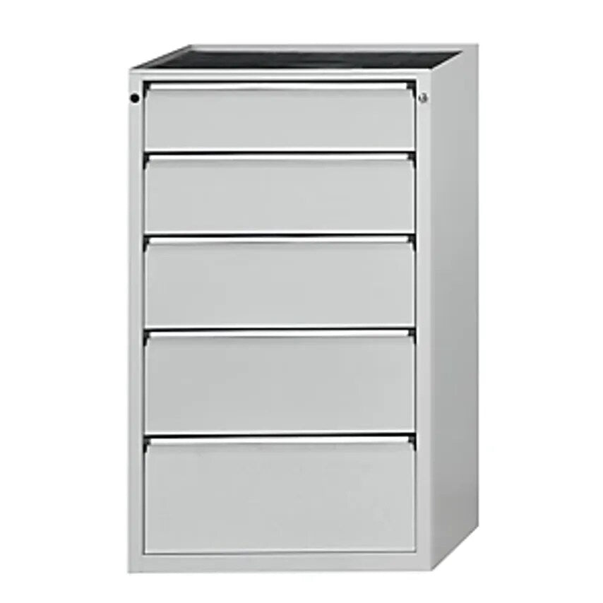 Drawer Cupboard - WxD 760 X 675mm - 5 Drawers, Height 1280mm, Front In Light Grey