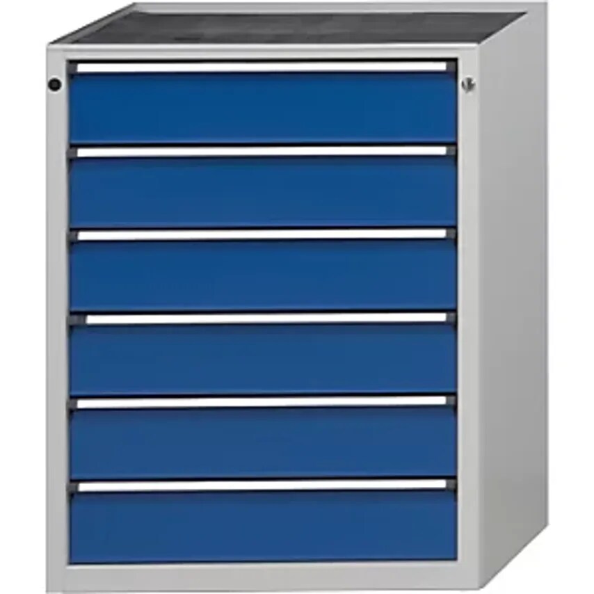 Drawer Cupboard - WxD 760 X 675mm - 6 Drawers, Height 980mm, Front In Gentian Blue