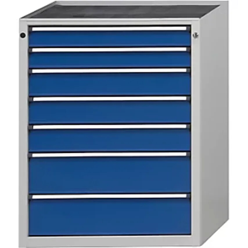 Drawer Cupboard - WxD 760 X 675mm - 7 Drawers, Height 980mm, Front In Gentian Blue