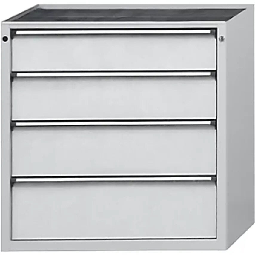Drawer Cupboard - WxD 910 X 675mm - 4 Drawers, Height 980mm, Front In Light Grey