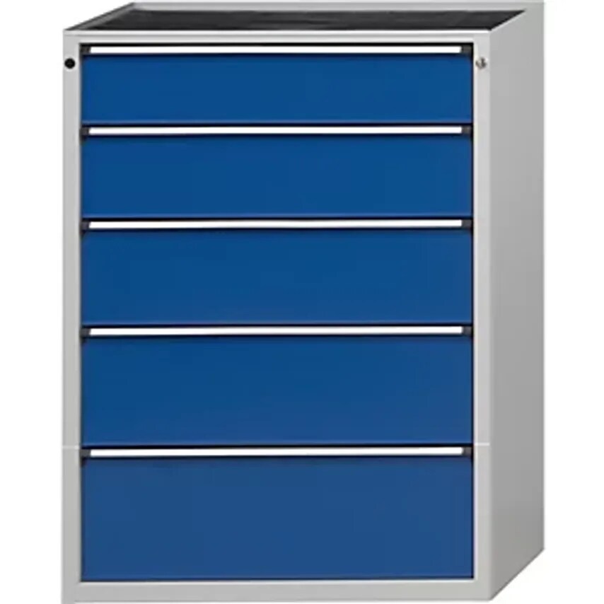 Drawer Cupboard - WxD 910 X 675mm - 5 Drawers, Height 1280mm, Front In Gentian Blue