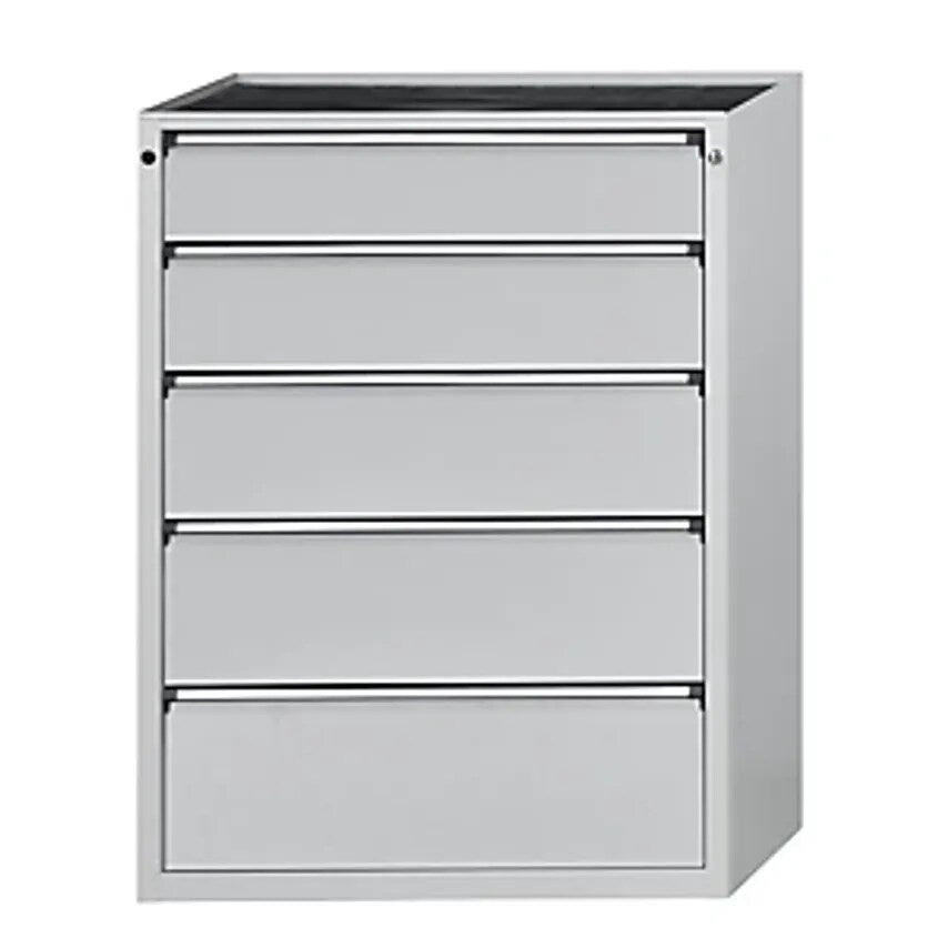 Drawer Cupboard - WxD 910 X 675mm - 5 Drawers, Height 1280mm, Front In Light Grey