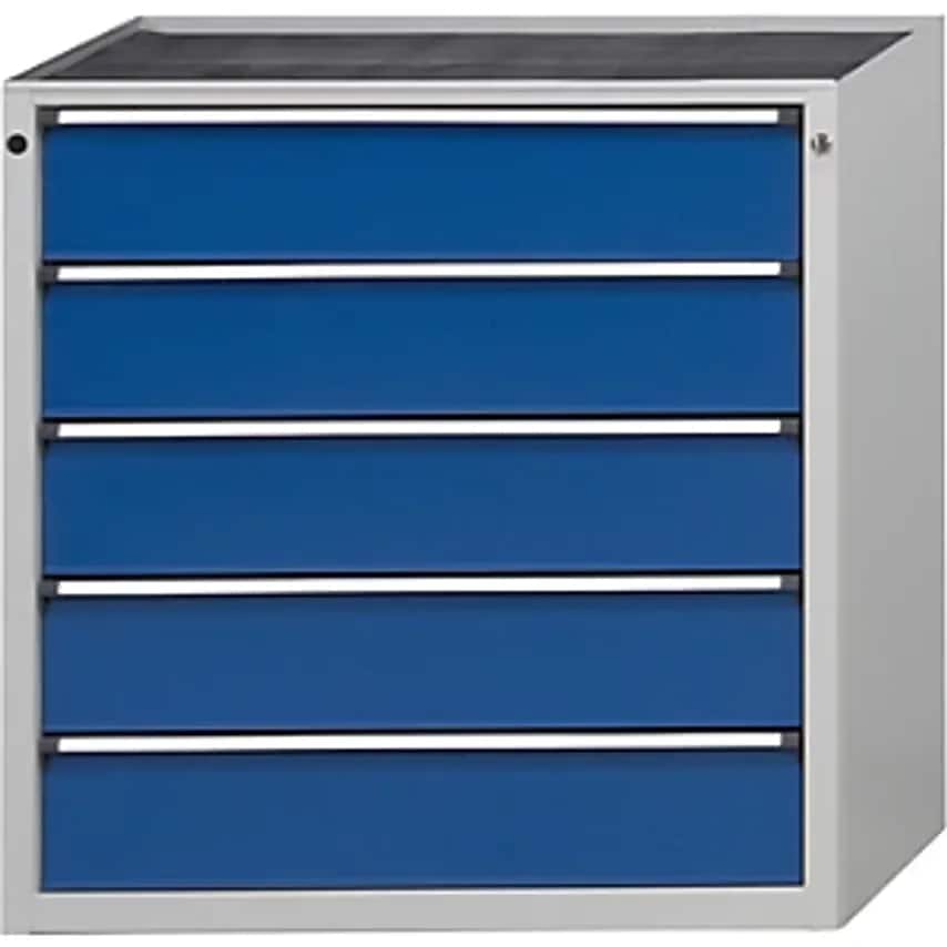Drawer Cupboard - WxD 910 X 675mm - 5 Drawers, Height 980mm, Front In Gentian Blue