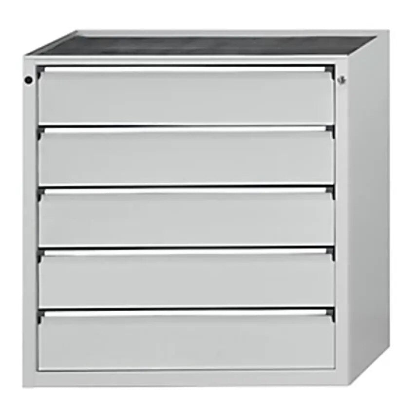 Drawer Cupboard - WxD 910 X 675mm - 5 Drawers, Height 980mm, Front In Light Grey
