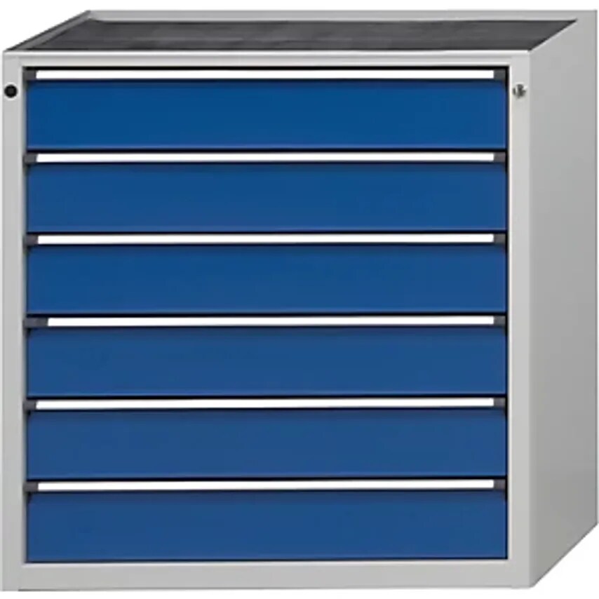 Drawer Cupboard - WxD 910 X 675mm - 6 Drawers, Height 980mm, Front In Gentian Blue