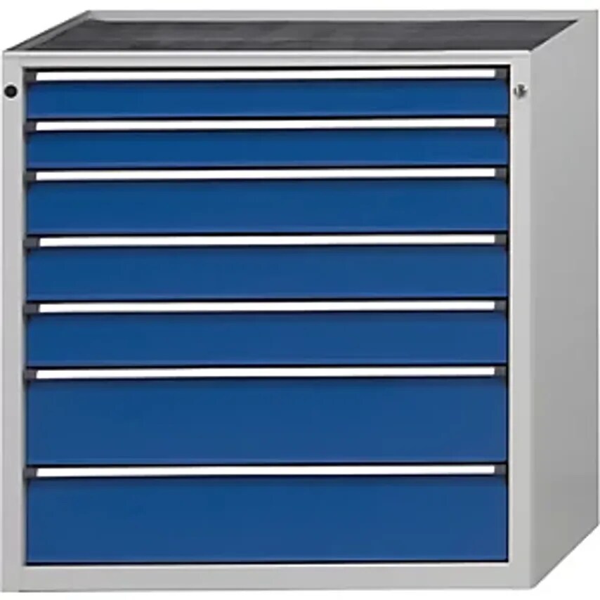 Drawer Cupboard - WxD 910 X 675mm - 7 Drawers, Height 980mm, Front In Gentian Blue