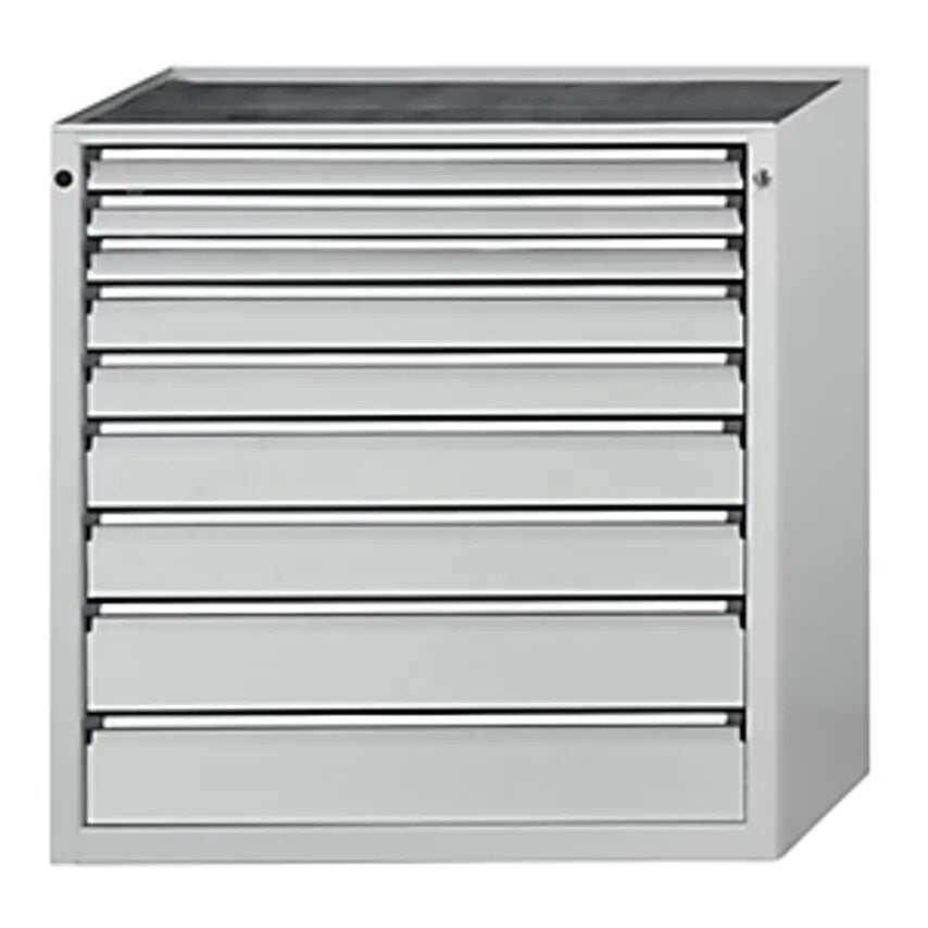 Drawer Cupboard - WxD 910 X 675mm - 9 Drawers, Height 1280mm, Front In Light Grey