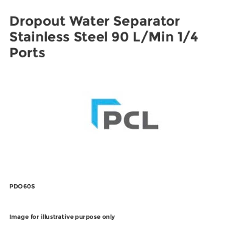 Dropout Water Separator Stainless Steel 90 L/Min 1/4 Ports