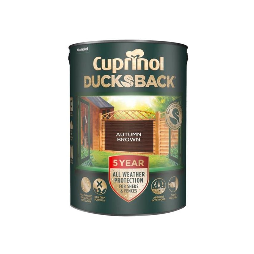 Ducksback 5 Year Waterproof for Sheds & Fences Autumn Brown 5 litre CUPDBAB5L