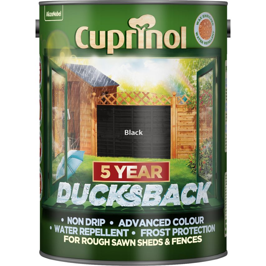 Ducksback 5 Year Waterproof for Sheds & Fences Black 5 litre