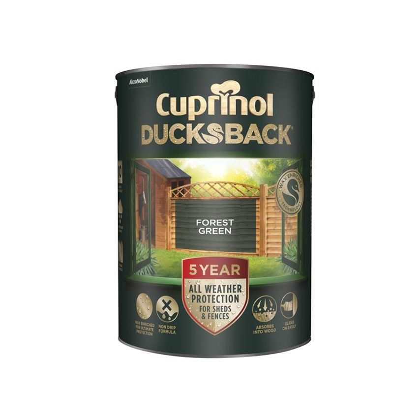 Ducksback 5 Year Waterproof for Sheds & Fences Forest Green 5 litre CUPDBFG5L