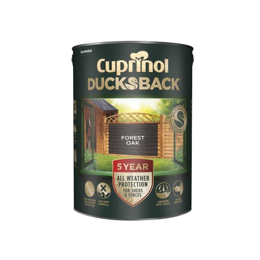 Ducksback 5 Year Waterproof for Sheds & Fences Forest Oak 5 litre CUPDBFO5L