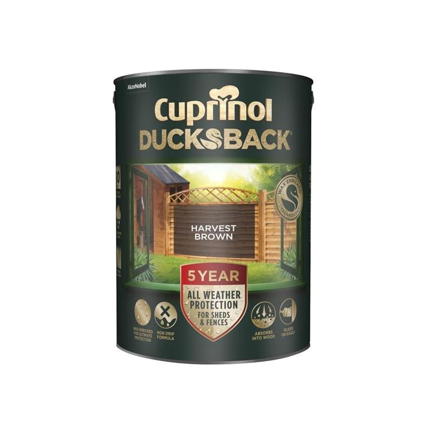 Ducksback 5 Year Waterproof for Sheds & Fences Harvest Brown 5 litre CUPDBHB5L