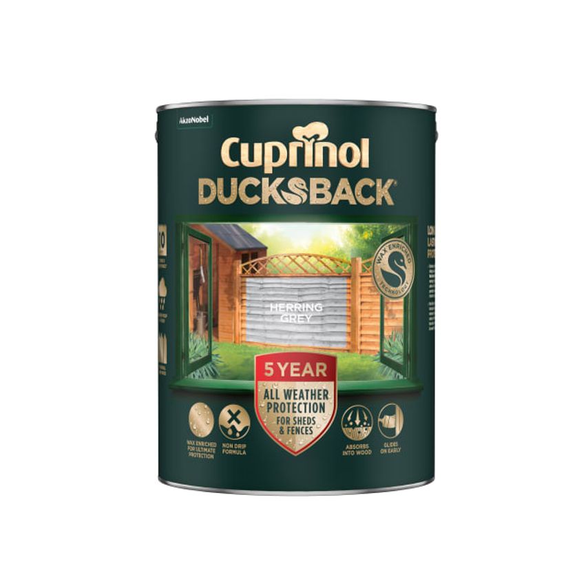 Ducksback 5 Year Waterproof for Sheds & Fences Herring Grey 5 Litre