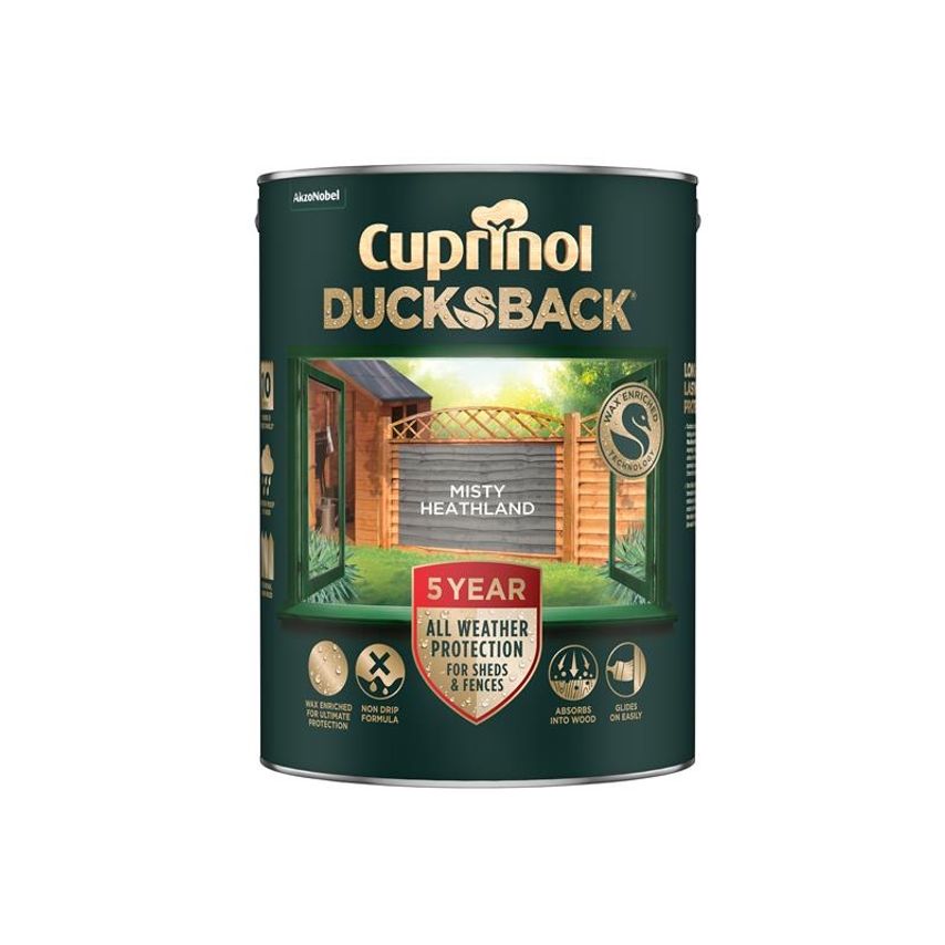 Ducksback 5 Year Waterproof for Sheds & Fences Misty Heathland 5 litre CUPDBMH5L
