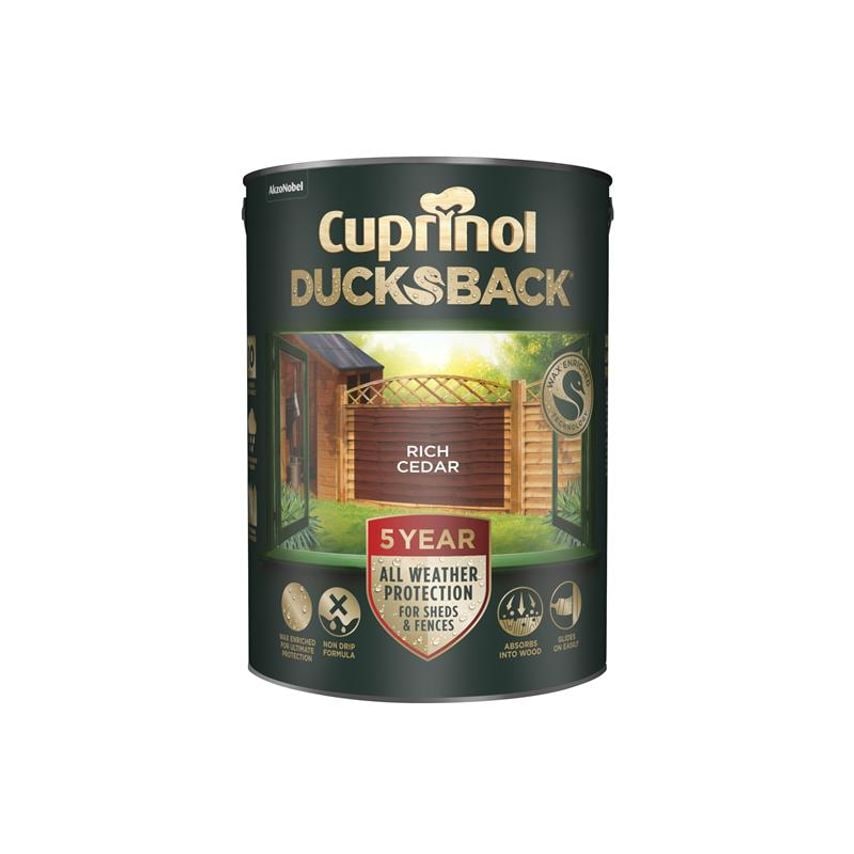 Ducksback 5 Year Waterproof for Sheds & Fences Rich Cedar 5 litre CUPDBRC5L