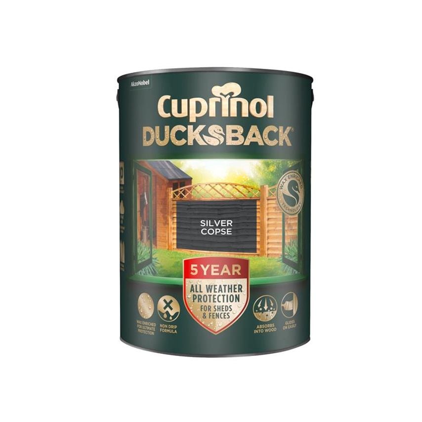 Ducksback 5 Year Waterproof for Sheds & Fences Silver Copse 5 litre CUPDBSC5L