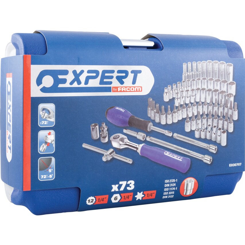 E030707 1/4" Drive Socket Set, 73 Pieces