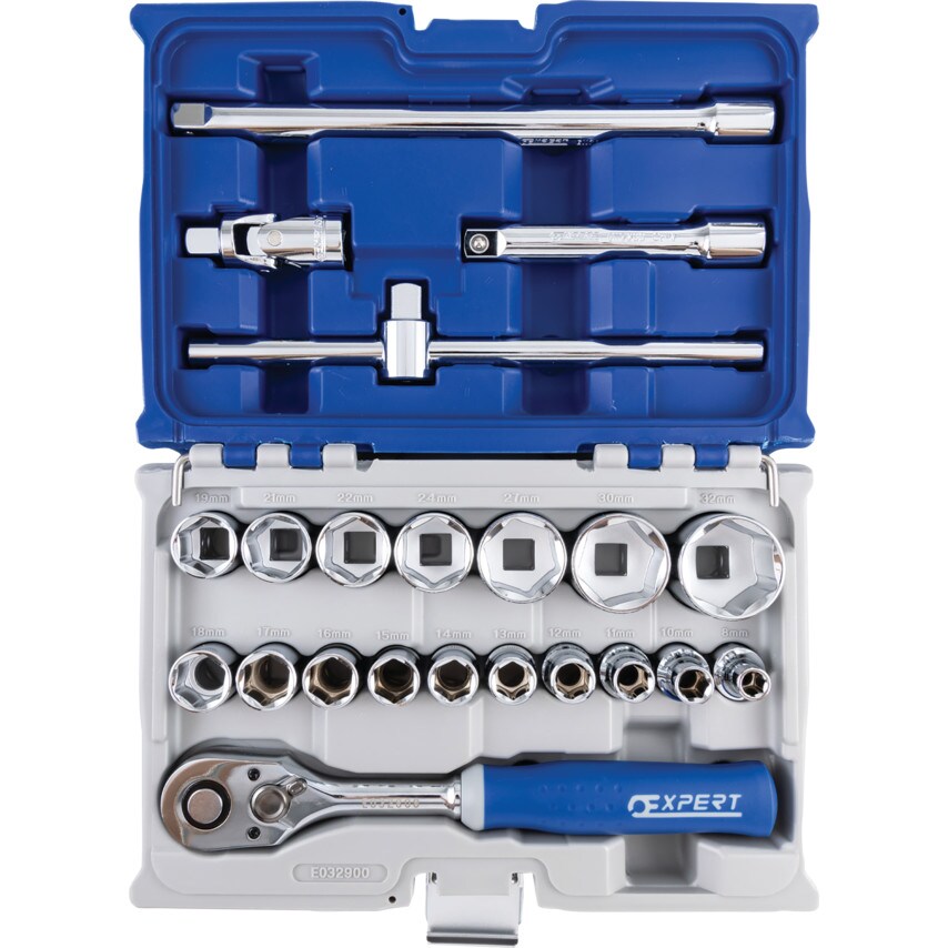 E032900 1/2" Square Drive Socket Set, 22 Pieces