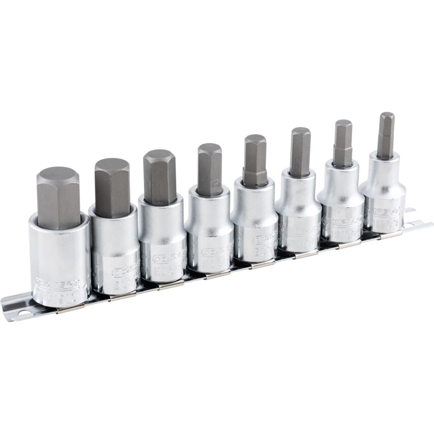 E032904 1/2" Hex Bit Drive Socket Set, 8 Piece