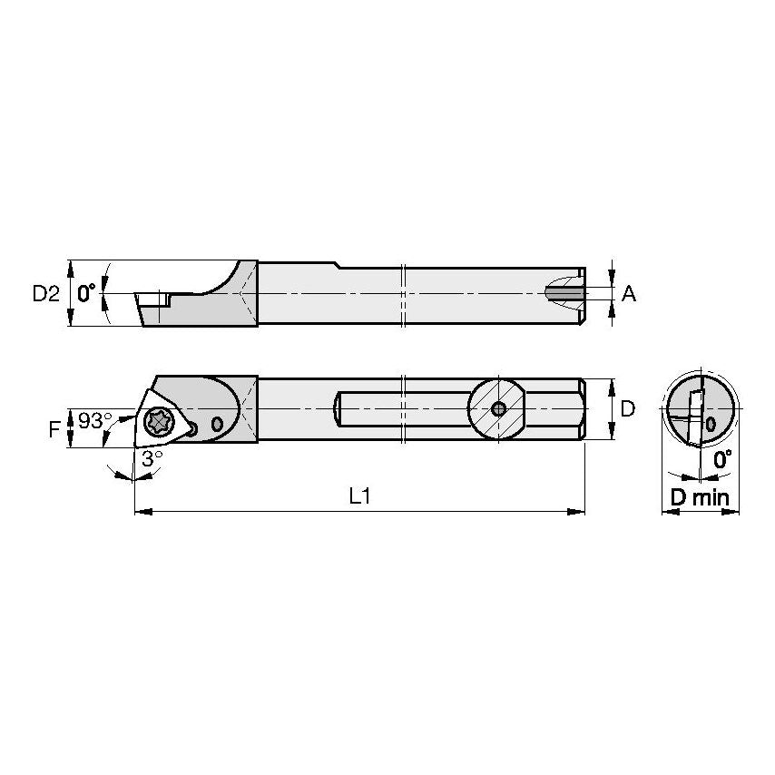 E06MSWUPLS3 S Clamping Boring Bar D6, 0MM L