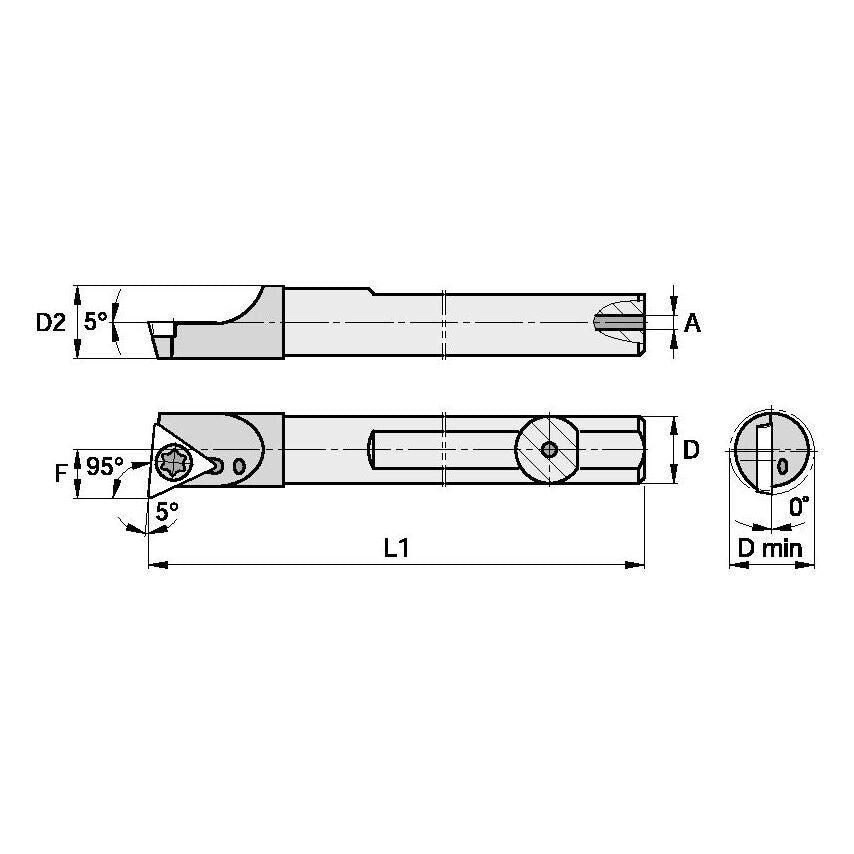 E08MSTLDR07 S Clamping Boring Bar D8, 0MM L