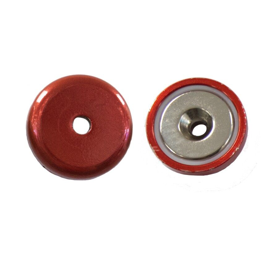 E1102/Neo/R Neodymium Pot Magnet 25.0 x 8mm Pull Force 19kg Red