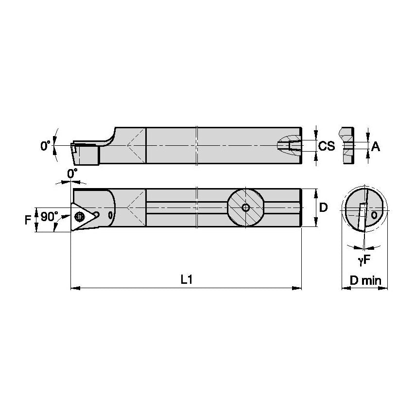 E20SSTFPR16 S Clamping Boring Bar D20, 0MM