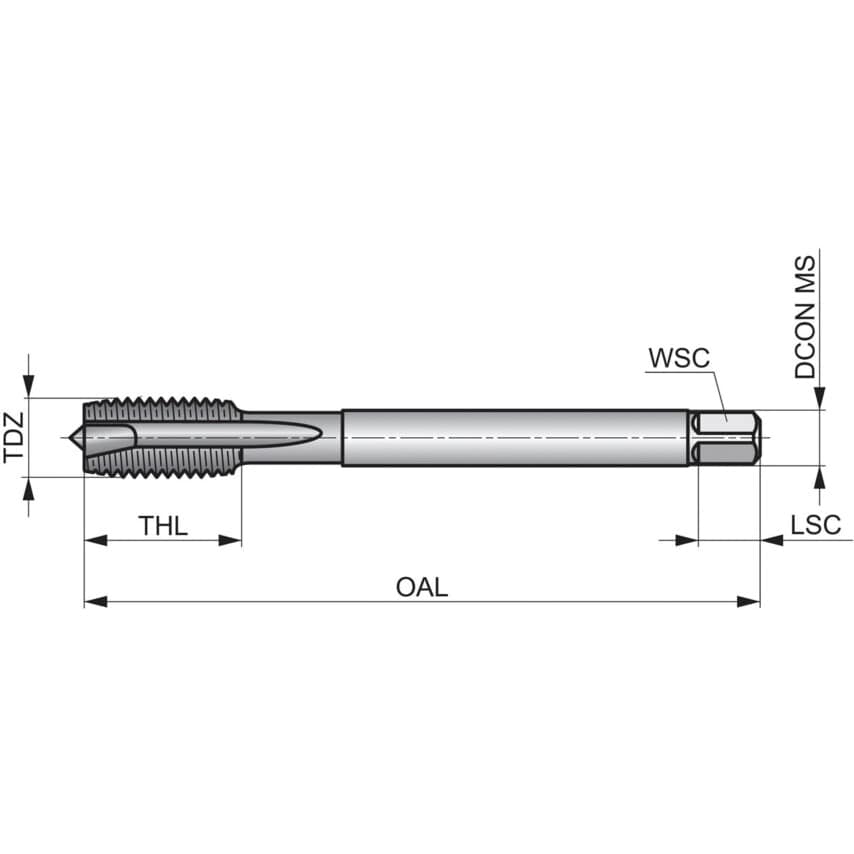E397 M10 x 1.25mm HSS-E-PM TiCN6HX Spiral Point Tap DIN 371/6