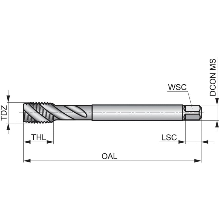 E398 M8 x 1.00 mm HSS-E-PM TICN6HX Spiral Flute Tap DIN 371/6