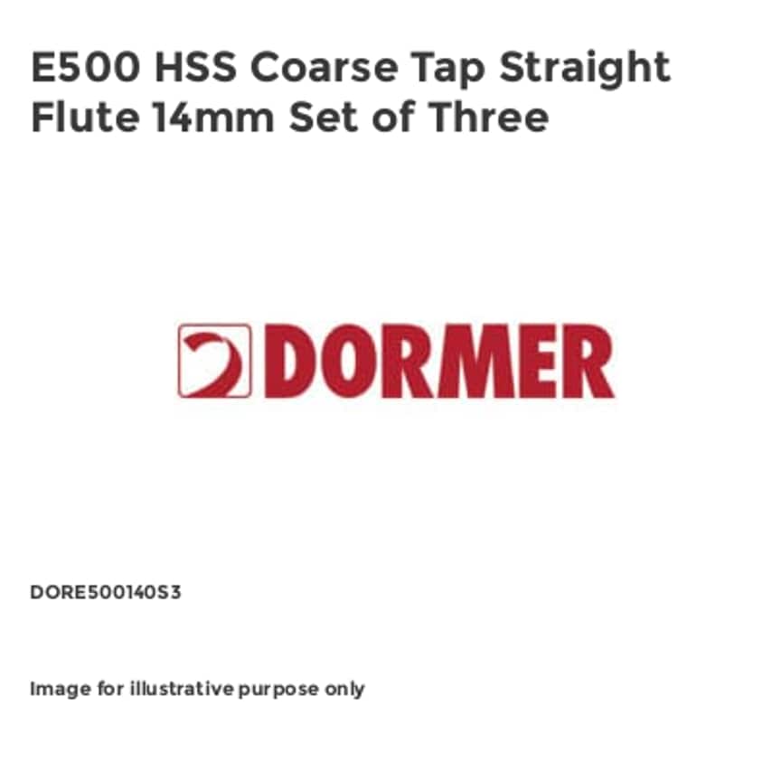 E500 HSS Coarse Tap Straight Flute 14mm Set of Three DORE500140S3