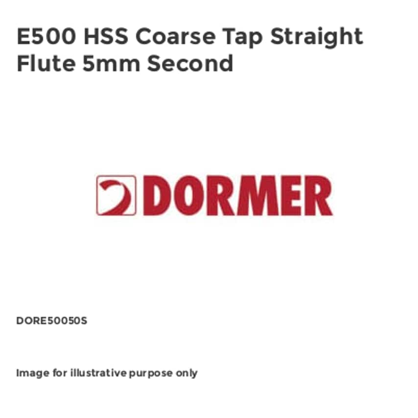 E500 HSS Coarse Tap Straight Flute 5mm Second DORE50050S